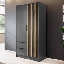 Newport Wooden Wardrobe With 2 Hinged Doors 105cm In Graphite