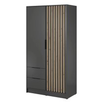 Newport Wooden Wardrobe With 2 Hinged Doors 105cm In Graphite