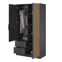 Newport Wooden Wardrobe With 2 Hinged Doors 105cm In Graphite