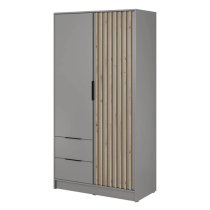 Newport Wooden Wardrobe With 2 Hinged Doors 105cm In Grey