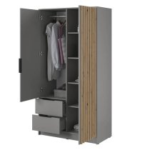 Newport Wooden Wardrobe With 2 Hinged Doors 105cm In Grey