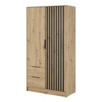 Newport Wooden Wardrobe With 2 Hinged Doors 105cm In Artisan Oak