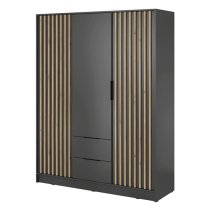 Newport Wooden Wardrobe With 3 Hinged Doors 155cm In Graphite