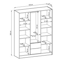 Newport Wooden Wardrobe With 3 Hinged Doors 155cm In Graphite