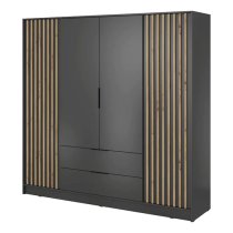 Newport Wooden Wardrobe With 4 Hinged Doors 206cm In Graphite