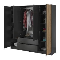 Newport Wooden Wardrobe With 4 Hinged Doors 206cm In Graphite