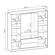 Newport Wooden Wardrobe With 4 Hinged Doors 206cm In Graphite