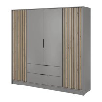 Norco Wooden Wardrobe With 4 Hinged Doors 206cm In Grey