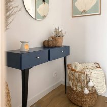 Merill Wooden Dressing Table With 2 Drawers In Navy