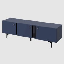 Merill Wooden TV Stand Small With 3 Doors In Navy