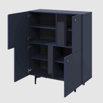 Merill Wooden Highboard With 4 Doors In Navy