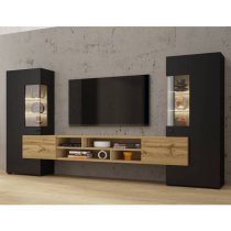 Citrus Wooden Entertainment Unit In Black And Wotan Oak