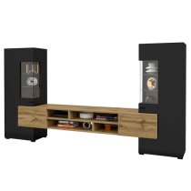 Citrus Wooden Entertainment Unit In Black And Wotan Oak