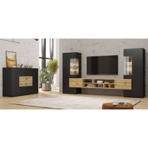 Citrus Wooden Entertainment Unit In Black And Wotan Oak