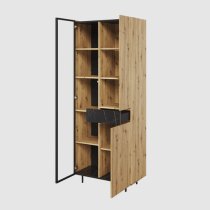 Madrid Wooden Display Cabinet 3 Doors In Artisan Oak With LED