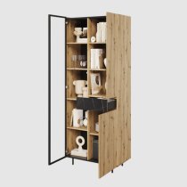 Madrid Wooden Display Cabinet 3 Doors In Artisan Oak With LED