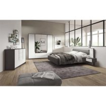 Sewell King Size Bed With Bedside Cabinets In Graphite And LED