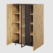 Madrid Wooden Highboard 3 Doors In Artisan Oak With LED