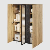 Madrid Wooden Highboard 3 Doors In Artisan Oak With LED