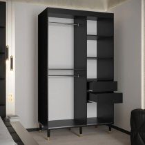 Barrie Wooden Wardrobe With 2 Sliding Doors 120cm In Black