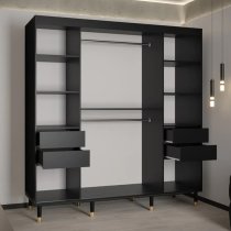 Barrie Wooden Wardrobe With 2 Sliding Doors 200cm In Black