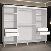 Barrie Wooden Wardrobe With 3 Sliding Doors 250cm In White