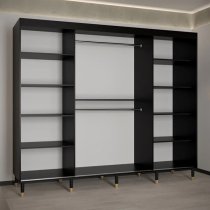 Barrie Wooden Wardrobe With 3 Sliding Doors 250cm In Black