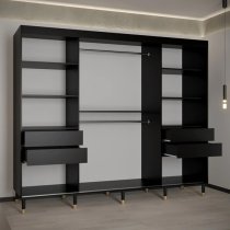 Barrie Wooden Wardrobe With 3 Sliding Doors 250cm In Black