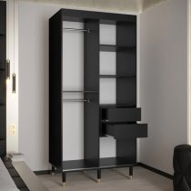 Barrie I Mirrored Wardrobe With 2 Sliding Doors 100cm In Black