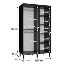 Barrie I Mirrored Wardrobe With 2 Sliding Doors 120cm In Black