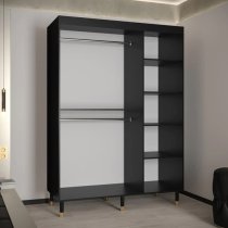 Barrie I Mirrored Wardrobe With 2 Sliding Doors 150cm In Black