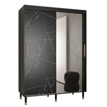 Barrie I Mirrored Wardrobe With 2 Sliding Doors 150cm In Black