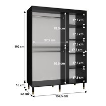 Barrie I Mirrored Wardrobe With 2 Sliding Doors 150cm In Black