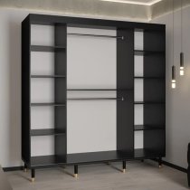 Barrie I Mirrored Wardrobe With 2 Sliding Doors 200cm In Black