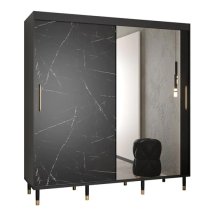 Barrie I Mirrored Wardrobe With 2 Sliding Doors 200cm In Black