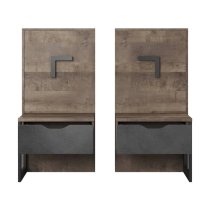 Akron Wooden Set Of 2 Bedside Tables In Grande Oak And LED