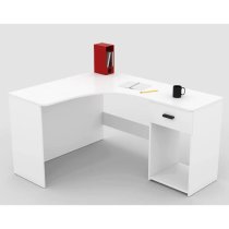 Calvi Wooden Computer Desk Corner With 1 Drawer In White