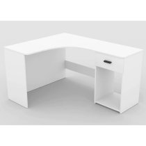 Calvi Wooden Computer Desk Corner With 1 Drawer In White