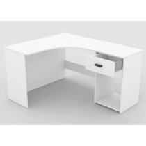 Calvi Wooden Computer Desk Corner With 1 Drawer In White