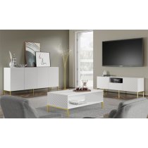 Sanford Wooden TV Stand With 2 Doors 1 Drawer In White