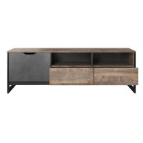 Akron Wooden TV Stand With 1 Door 2 Drawers In Grande Oak