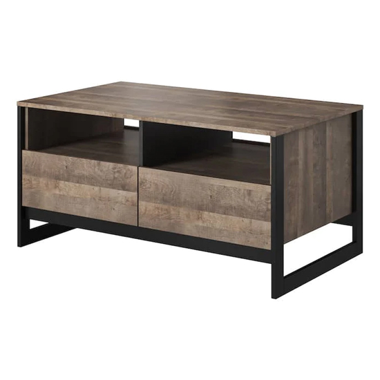 Akron Wooden Coffee Table With 2 Drawers In Grande Oak