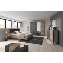 Akron Wooden King Size Bed In Grande Oak