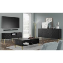 Sanford Wooden Sideboard Large With 4 Doors In Black