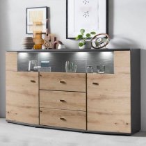 Derry Sideboard With 2 Doors 3 Drawers In Artisan Oak And LED