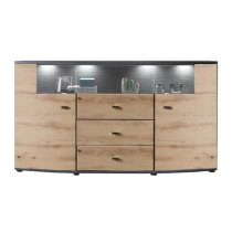 Derry Sideboard With 2 Doors 3 Drawers In Artisan Oak And LED