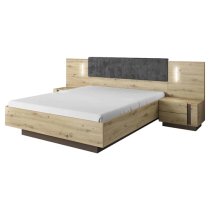 Alaro Wooden King Size Bed In Artisan Oak