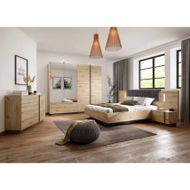 Alaro Wooden King Size Bed In Artisan Oak