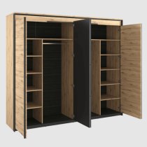 Qesso Mirrored Wardrobe 2 Hinged Doors In Artisan Oak With LED