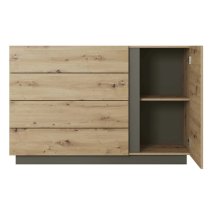 Alaro Wooden Sideboard With 1 Door 4 Drawers In Artisan Oak